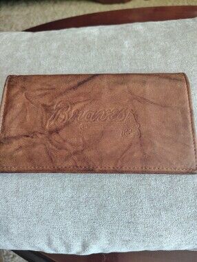Braves Embossed Brown Leather Checkbook Cover